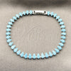 Rhodium Gold Filled Tennis Bracelet, Teardrop Design, with Turquoise Cubic Zirconia, Polished, Rhodium Finish, 03.424.0008.5.07 (05 MM Thickness, 8 Inches Length)