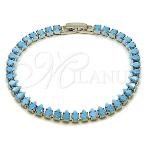 White Gold Filled Bracelet — Tennis Bracelet Teardrop Design with Turquoise Cubic Zirconia — main product view — SKU 165462 | Oro Laminado Blanco brazalete — Tennis Bracelet Teardrop diseño with Turquoise Cubic Zirconia — SKU 165462