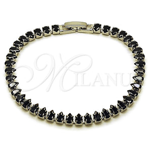 White Gold Filled Bracelet — Tennis Bracelet Teardrop Design with Black Cubic Zirconia — main product view — SKU 165463 | Oro Laminado Blanco brazalete — Tennis Bracelet Teardrop diseño with negro Cubic Zirconia — SKU 165463