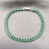 Rhodium Gold Filled Tennis Bracelet, Teardrop Design, with Green Cubic Zirconia, Polished, Rhodium Finish, 03.424.0008.7.07 (05 MM Thickness, 8 Inches Length)