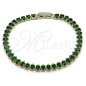 White Gold Filled Bracelet — Tennis Bracelet Teardrop Design with Green Cubic Zirconia — main product view — SKU 165464 | Oro Laminado Blanco brazalete — Tennis Bracelet Teardrop diseño with Green Cubic Zirconia — SKU 165464