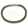 Rhodium Gold Filled Tennis Bracelet, Teardrop Design, with Green Cubic Zirconia, Polished, Rhodium Finish, 03.424.0008.7.07 (05 MM Thickness, 8 Inches Length)