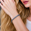 Rhodium Gold Filled Tennis Bracelet, Teardrop Design, with Sapphire Blue Cubic Zirconia, Polished, Rhodium Finish, 03.424.0008.8.07 (05 MM Thickness, 8 Inches Length)