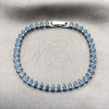 Rhodium Gold Filled Tennis Bracelet, Teardrop Design, with Sapphire Blue Cubic Zirconia, Polished, Rhodium Finish, 03.424.0008.8.07 (05 MM Thickness, 8 Inches Length)