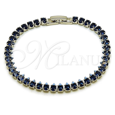 Rhodium Gold Filled Tennis Bracelet, Teardrop Design, with Sapphire Blue Cubic Zirconia, Polished, Rhodium Finish, 03.424.0008.8.07 (05 MM Thickness, 8 Inches Length)