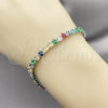 Rhodium Gold Filled Tennis Bracelet, Teardrop Design, with Multicolor Cubic Zirconia, Polished, Rhodium Finish, 03.424.0008.9.07 (05 MM Thickness, 8 Inches Length)