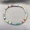 Rhodium Gold Filled Tennis Bracelet, Teardrop Design, with Multicolor Cubic Zirconia, Polished, Rhodium Finish, 03.424.0008.9.07 (05 MM Thickness, 8 Inches Length)