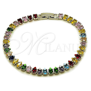 White Gold Filled Bracelet — Tennis Bracelet Teardrop Design with Multicolor Cubic Zirconia — main product view — SKU 165466 | Oro Laminado Blanco brazalete — Tennis Bracelet Teardrop diseño with Multicolor Cubic Zirconia — SKU 165466