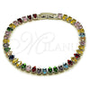 Rhodium Gold Filled Tennis Bracelet, Teardrop Design, with Multicolor Cubic Zirconia, Polished, Rhodium Finish, 03.424.0008.9.07 (05 MM Thickness, 8 Inches Length)
