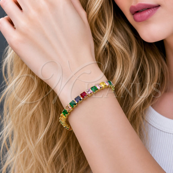 Gold Filled Bracelet — Tennis Bracelet Baguette Design with Multicolor Cubic Zirconia — alternate product view — SKU 165467 | Oro Laminado brazalete — Tennis Bracelet Baguette diseño with Multicolor Cubic Zirconia — SKU 165467