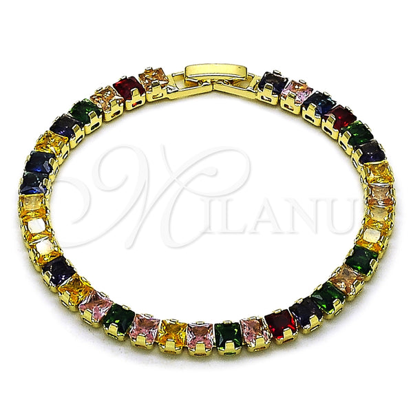 Gold Filled Bracelet — Tennis Bracelet Baguette Design with Multicolor Cubic Zirconia — main product view — SKU 165467 | Oro Laminado brazalete — Tennis Bracelet Baguette diseño with Multicolor Cubic Zirconia — SKU 165467