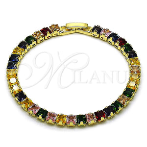 Gold Filled Bracelet — Tennis Bracelet Baguette Design with Multicolor Cubic Zirconia — main product view — SKU 165467 | Oro Laminado brazalete — Tennis Bracelet Baguette diseño with Multicolor Cubic Zirconia — SKU 165467