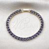 Oro Laminado Tennis Bracelet, Gold Filled Style Baguette Design, with Amethyst Cubic Zirconia, Polished, Golden Finish, 03.130.0004.2.07 (Thickness, 7 Inches Length)