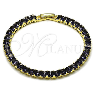 Gold Filled Bracelet — Tennis Bracelet Baguette Design with Amethyst Cubic Zirconia — main product view — SKU 165468 | Oro Laminado brazalete — Tennis Bracelet Baguette diseño with Amethyst Cubic Zirconia — SKU 165468