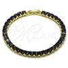 Oro Laminado Tennis Bracelet, Gold Filled Style Baguette Design, with Amethyst Cubic Zirconia, Polished, Golden Finish, 03.130.0004.2.07 (Thickness, 7 Inches Length)