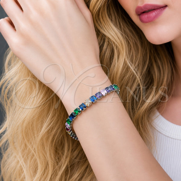 Gold Filled Bracelet — Tennis Bracelet Baguette Design with Multicolor Cubic Zirconia — alternate product view — SKU 165469 | Oro Laminado brazalete — Tennis Bracelet Baguette diseño with Multicolor Cubic Zirconia — SKU 165469