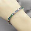 Oro Laminado Tennis Bracelet, Gold Filled Style Baguette Design, with Multicolor Cubic Zirconia, Polished, Golden Finish, 03.130.0004.3.07 (Thickness, 7 Inches Length)