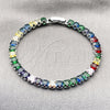 Oro Laminado Tennis Bracelet, Gold Filled Style Baguette Design, with Multicolor Cubic Zirconia, Polished, Golden Finish, 03.130.0004.3.07 (Thickness, 7 Inches Length)