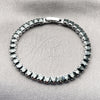 Rhodium Gold Filled Tennis Bracelet, Baguette Design, with Black Cubic Zirconia, Polished, Rhodium Finish, 03.130.0004.4.07 (Thickness, 7 Inches Length)