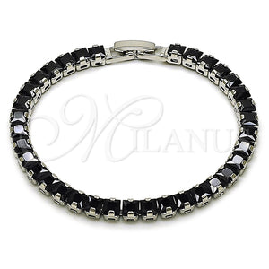 White Gold Filled Bracelet — Tennis Bracelet Baguette Design with Black Cubic Zirconia — main product view — SKU 165470 | Oro Laminado Blanco brazalete — Tennis Bracelet Baguette diseño with negro Cubic Zirconia — SKU 165470