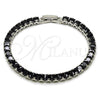Rhodium Gold Filled Tennis Bracelet, Baguette Design, with Black Cubic Zirconia, Polished, Rhodium Finish, 03.130.0004.4.07 (Thickness, 7 Inches Length)