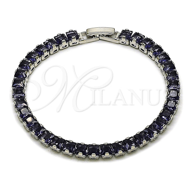 White Gold Filled Bracelet — Tennis Bracelet Cluster Design with Amethyst Cubic Zirconia — main product view — SKU 165471 | Oro Laminado Blanco brazalete — Tennis Bracelet Cluster diseño with Amethyst Cubic Zirconia — SKU 165471