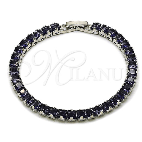 Rhodium Gold Filled Tennis Bracelet, Cluster Design, with Amethyst Cubic Zirconia, Polished, Rhodium Finish, 03.130.0004.5.07 (Thickness, 7 Inches Length)