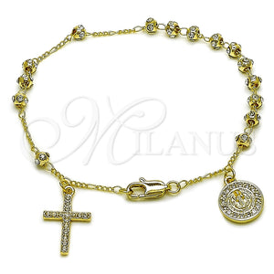 Gold Filled Bracelet — Bracelet Rosary San Benito and Cross Design with — main product view — SKU 165474 | Oro Laminado brazalete — Bracelet Rosary San Benito and cruz diseño with — SKU 165474