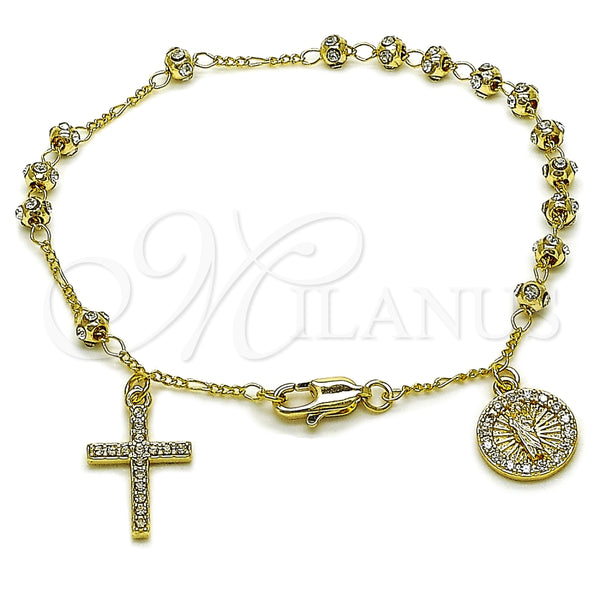 Gold Filled Bracelet — Bracelet Rosary San Judas and Cross Design with — main product view — SKU 165475 | Oro Laminado brazalete — Bracelet Rosary San Judas and cruz diseño with — SKU 165475