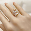 Oro Laminado Multi Stone Ring, Gold Filled Style Leaf Design, with White Cubic Zirconia, Polished, Golden Finish, 01.317.0001 (One size fits all)