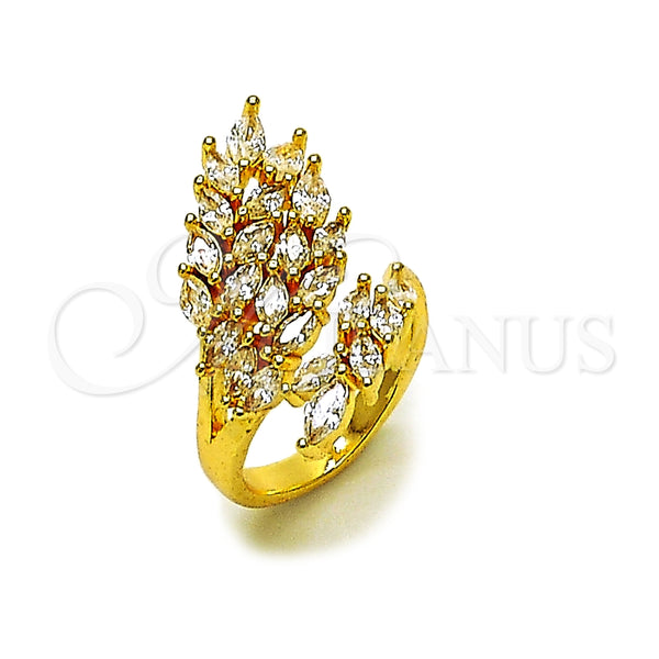 Gold Filled Ring — Multi Stone Ring Leaf Design with White Cubic — main product view — SKU 165476 | Oro Laminado anillo — Multi Stone Ring Leaf diseño with blanco Cubic — SKU 165476