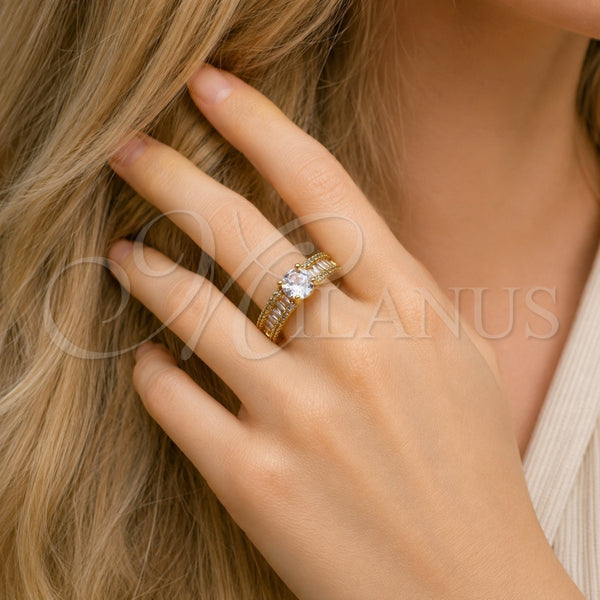 Gold Filled Ring — Multi Stone Ring Baguette and Cluster Design with — alternate product view — SKU 165477 | Oro Laminado anillo — Multi Stone Ring Baguette and Cluster diseño with — SKU 165477