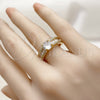 Oro Laminado Multi Stone Ring, Gold Filled Style Baguette and Cluster Design, with White Cubic Zirconia and White Micro Pave, Polished, Golden Finish, 01.317.0002 (One size fits all)