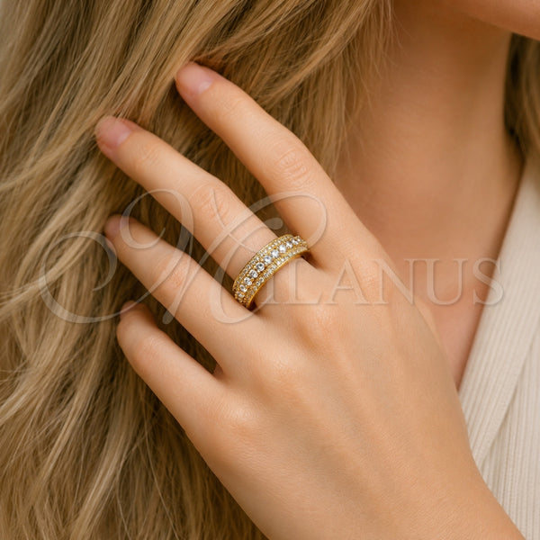 Gold Filled Ring — Multi Stone Ring Cluster Design with White Cubic — alternate product view — SKU 165478 | Oro Laminado anillo — Multi Stone Ring Cluster diseño with blanco Cubic — SKU 165478