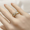 Oro Laminado Multi Stone Ring, Gold Filled Style Baguette and Cluster Design, with White Cubic Zirconia and White Micro Pave, Polished, Golden Finish, 01.317.0005 (One size fits all)