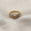 Oro Laminado Multi Stone Ring, Gold Filled Style Baguette and Cluster Design, with White Cubic Zirconia and White Micro Pave, Polished, Golden Finish, 01.317.0005 (One size fits all)