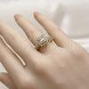 Oro Laminado Multi Stone Ring, Gold Filled Style Baguette and Cluster Design, with White Cubic Zirconia and White Micro Pave, Polished, Golden Finish, 01.317.0008 (One size fits all)