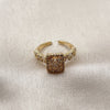 Oro Laminado Multi Stone Ring, Gold Filled Style Baguette and Cluster Design, with White Cubic Zirconia and White Micro Pave, Polished, Golden Finish, 01.317.0008 (One size fits all)