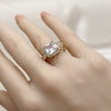 Oro Laminado Multi Stone Ring, Gold Filled Style Cluster and Baguette Design, with White Cubic Zirconia and White Micro Pave, Polished, Golden Finish, 01.317.0009 (One size fits all)
