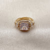 Oro Laminado Multi Stone Ring, Gold Filled Style Cluster and Baguette Design, with White Cubic Zirconia and White Micro Pave, Polished, Golden Finish, 01.317.0009 (One size fits all)
