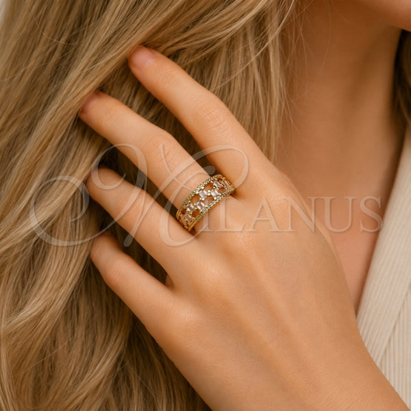 Gold Filled Ring — Multi Stone Ring Baguette and Cluster Design with — alternate product view — SKU 165485 | Oro Laminado anillo — Multi Stone Ring Baguette and Cluster diseño with — SKU 165485