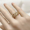 Oro Laminado Multi Stone Ring, Gold Filled Style Baguette and Cluster Design, with White Cubic Zirconia and White Micro Pave, Polished, Golden Finish, 01.317.0010 (One size fits all)