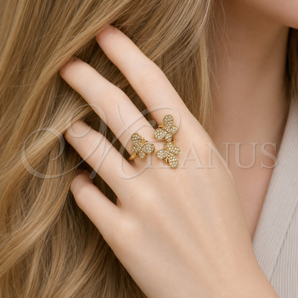 Gold Filled Ring — Multi Stone Ring Butterfly Design with White Micro — alternate product view — SKU 165486 | Oro Laminado anillo — Multi Stone Ring mariposa diseño with blanco Micro — SKU 165486
