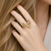 Oro Laminado Multi Stone Ring, Gold Filled Style Butterfly Design, with White Micro Pave, Polished, Golden Finish, 01.317.0011 (One size fits all)