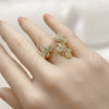 Oro Laminado Multi Stone Ring, Gold Filled Style Butterfly Design, with White Micro Pave, Polished, Golden Finish, 01.317.0011 (One size fits all)