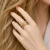 Oro Laminado Multi Stone Ring, Gold Filled Style Flower Design, with White Cubic Zirconia and White Micro Pave, Polished, Golden Finish, 01.317.0012 (One size fits all)
