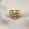 Oro Laminado Multi Stone Ring, Gold Filled Style Flower Design, with White Cubic Zirconia and White Micro Pave, Polished, Golden Finish, 01.317.0012 (One size fits all)