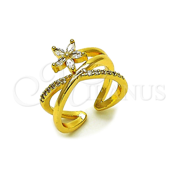 Gold Filled Ring — Multi Stone Ring Flower Design with White Cubic — main product view — SKU 165487 | Oro Laminado anillo — Multi Stone Ring flor diseño with blanco Cubic — SKU 165487