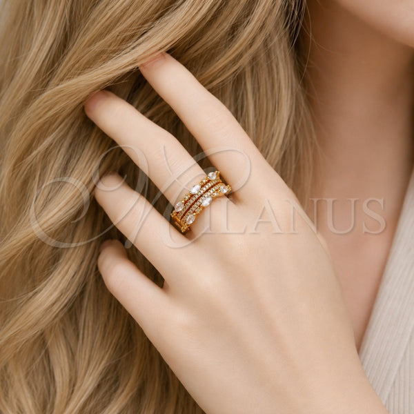 Gold Filled Ring — Multi Stone Ring with White Cubic Zirconia and — alternate product view — SKU 165488 | Oro Laminado anillo — Multi Stone Ring with blanco Cubic Zirconia and — SKU 165488