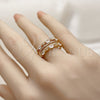 Oro Laminado Multi Stone Ring, Gold Filled Style with White Cubic Zirconia and White Micro Pave, Polished, Golden Finish, 01.317.0013 (One size fits all)
